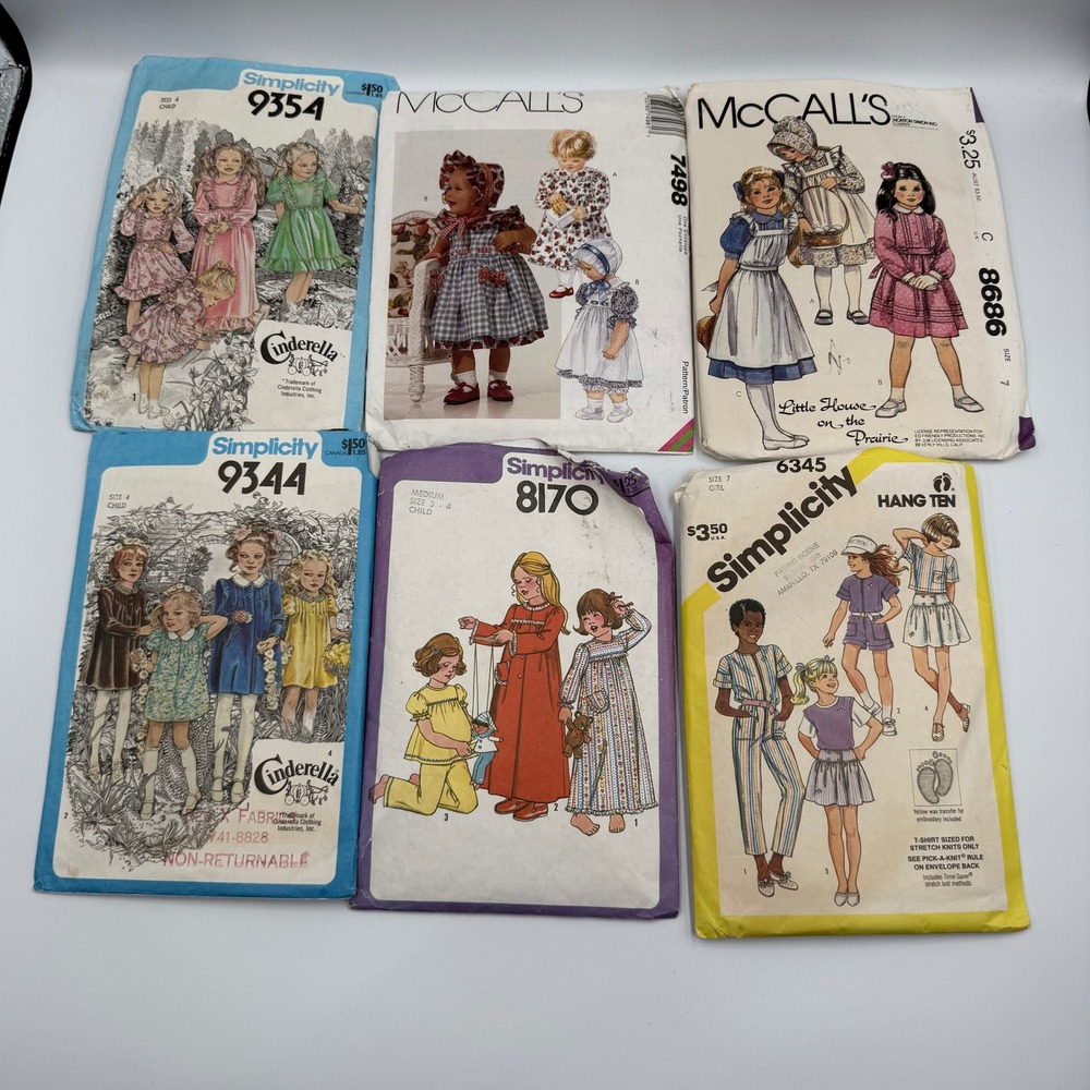 Vintage 70s 80s Childrens Sewing Pattern‎ Lot Simplicity McCalls Hang Ten 6pc